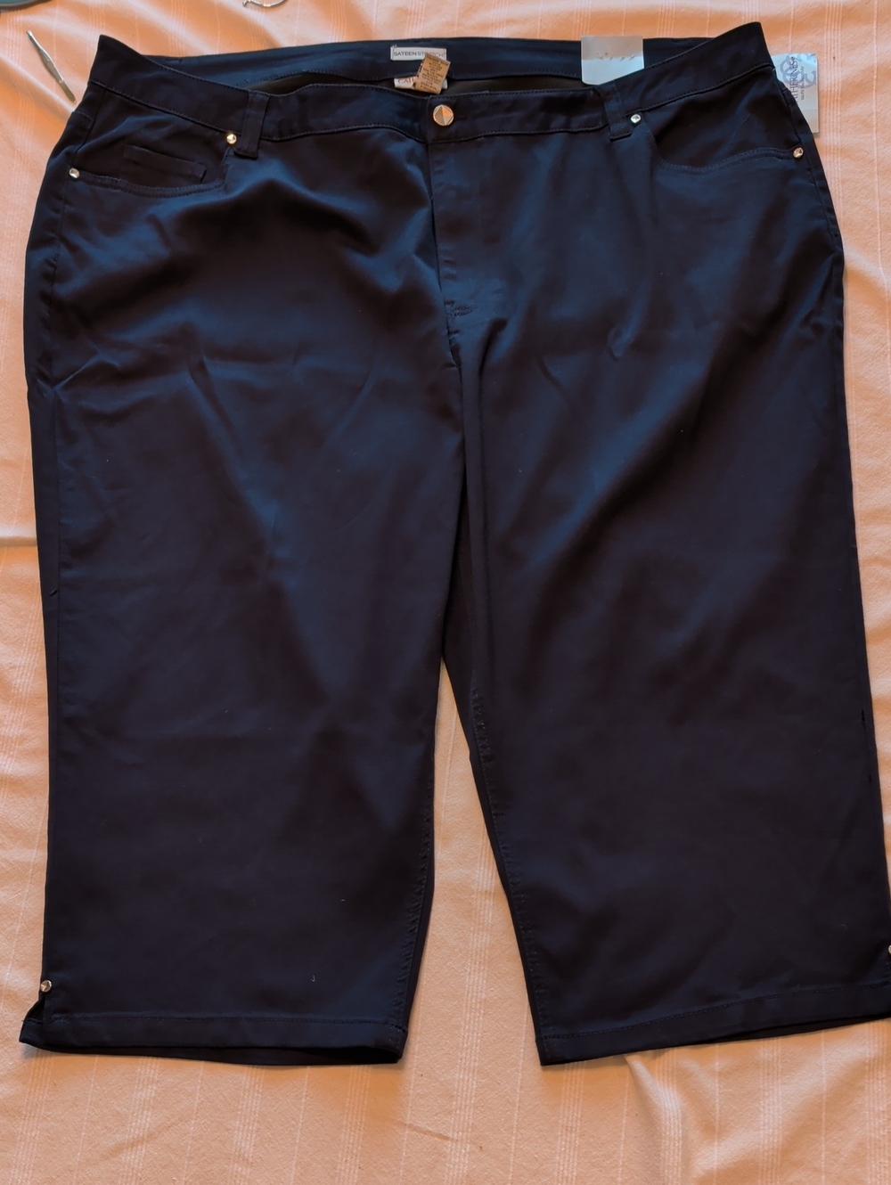 Catherines Navy Blue Stretch Capri Chinos
